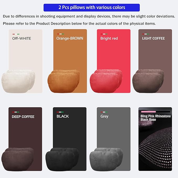 2pcs Car Neck Pillow for headrests,Support Drive Seats Head Cushion Pillows,Superfiber Suede,Plant-Based Polyester,Thickness & Height Adjustable,11.8x7.5,Inner Liner fillable(Grey)