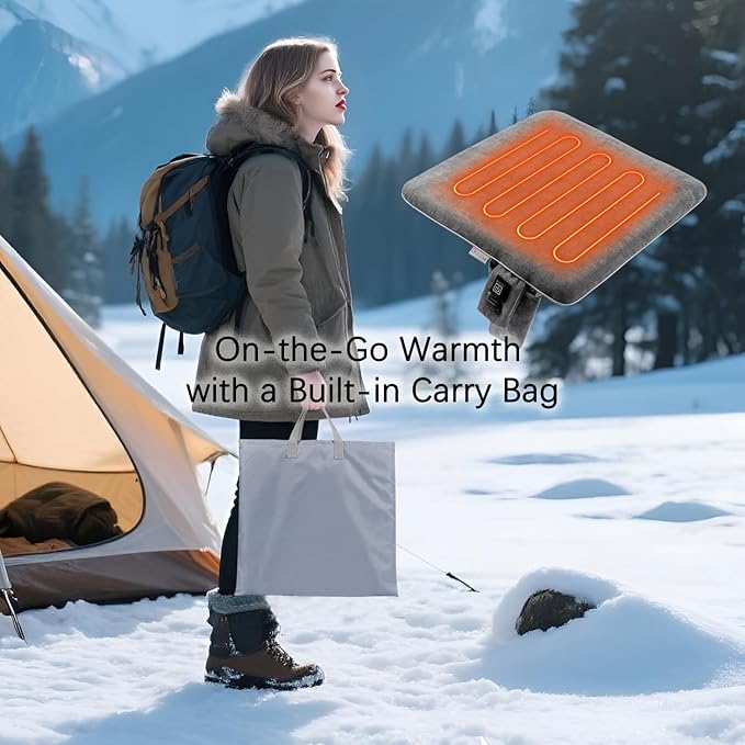 Melissa Portable Heated Seat Cushion with USB, 3 Heat Settings, Foldable Heating Chair Pad for Office, Home, Stadium, Outdoor, Camping, Wheelchair – Lightweight & Easy to Carry - 17x17x1.4 inch(Gray)