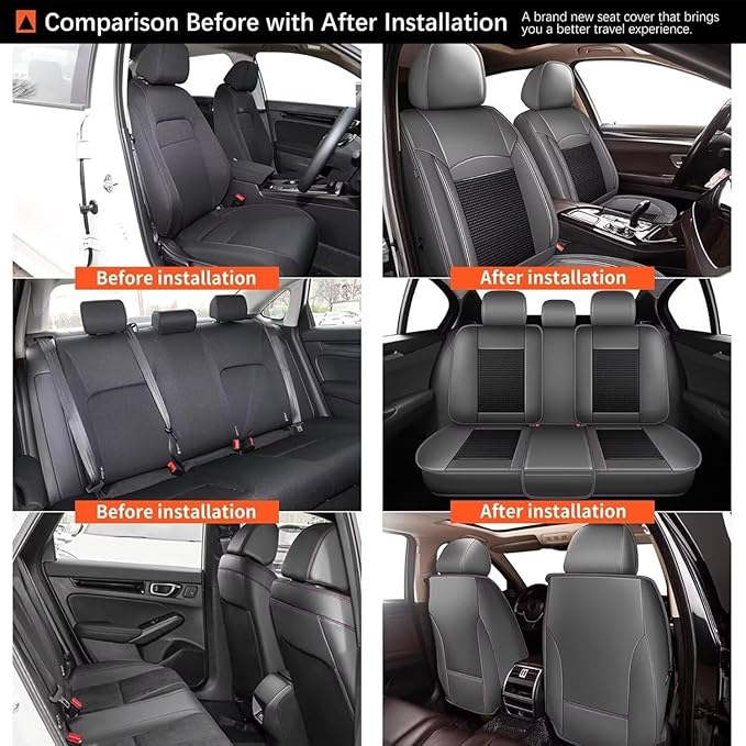Breathable Ice Silk Seat Covers for Hyundai Ioniq 5 2022-2024 - Waterproof Leather Car Cushions Anti-Slip Cooling Seat Covers Protector(5 Seats - Black&Grey)