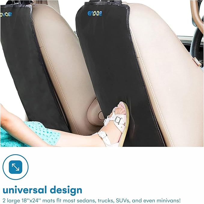 Enovoe Kick Mats Back Seat Protector for Kids - 2 Pack - Premium Quality Car Seat Back Cover Offers Waterproof Protection of Your Upholstery from Mud and Scratches - Backseats Kick Protector for Child
