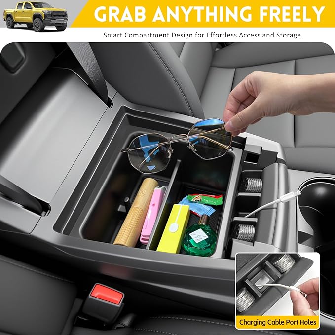 Center Console Organizer for 2023-2025 Chevy Chevrolet Colorado/GMC Canyon Insert Armrest Storage Box Tray for 2023 2024 2025 Colorado/Canyon Accessories