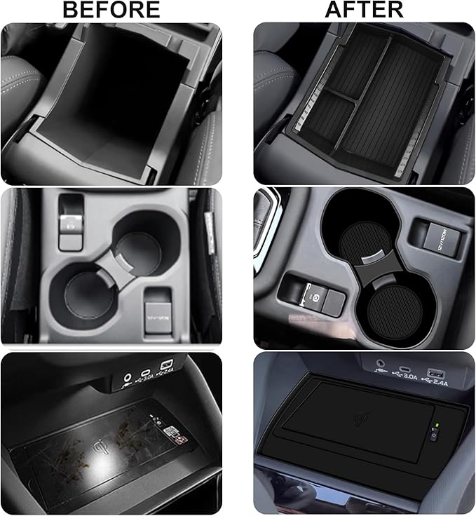 3PCS Center Console Organizer for 2025 Forester Accessrioes Middle Console Cup Holder 2025 Forester Storage Box Wireless Charging Protective Mat