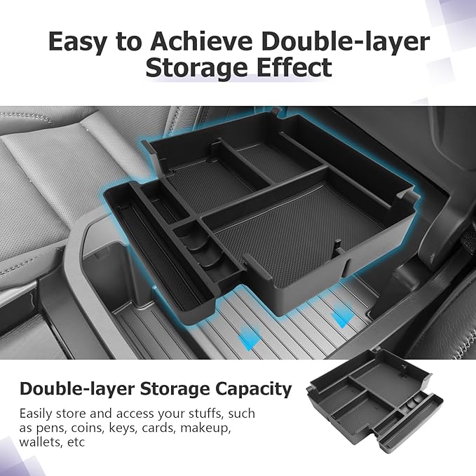 LUWU Center Console Organizer Compatible with 2021-2026 Tahoe/Suburban(Premier/High Country)&GMC Yukon Denali/Denali Ultimate Accessories Armrest Console Box Only Fit For Power Sliding Center Console