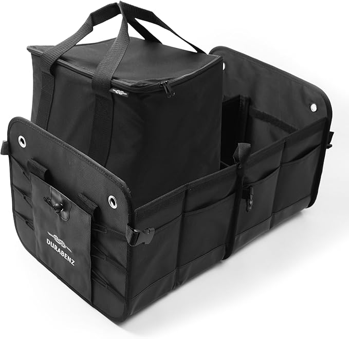 Insulated Car Trunk Cooler – Thermal Bag for Groceries & Travel, Leak-Resistant, Fits Trunk Organizer Compartments, Heavy Duty 1680D – Black