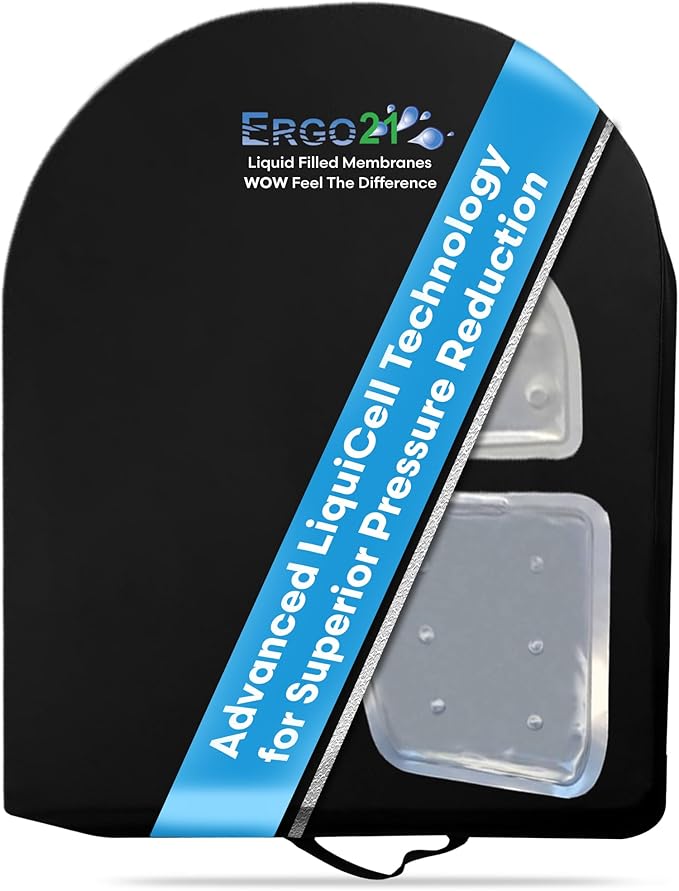 ERGO21 Lumbar Support Pillow for Office Chair, Car, Driving Seat, Auto, Lower Back Pain | Great Back Support with Liquid Filled Membranes | Small Size, (18" W x 18”x 1.5”)