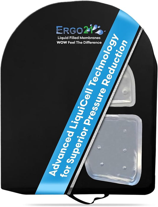 ERGO21 Lumbar Support Pillow for Office Chair, Car, Driving Seat, Auto, Lower Back Pain | Great Back Support with Liquid Filled Membranes | Small Size, (18" W x 18”x 1.5”)