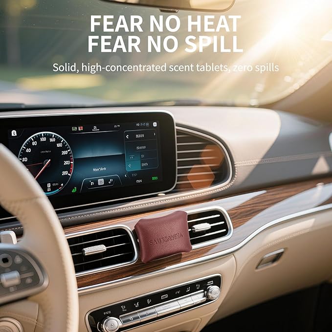 Car Air Freshener Diffuser Rose Dew Scented 2 Pack, Car Fresheners Vent Clip Leather Design, Car Diffuser Flower Scented for 30 days Long Lasting Winered