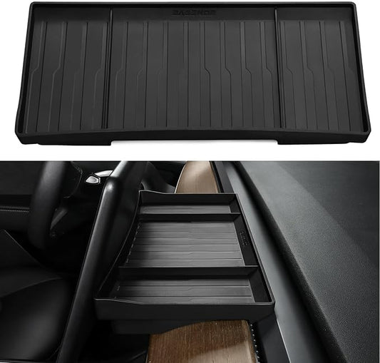 BASENOR Tesla Model Y Model 3 Center Console Behind Screen Storage Box, (Proprietary Design) Dashboards Hidden Organizer Tray Sunglasses Holder for 2017-2023 Model 3 2020-2024 Model Y