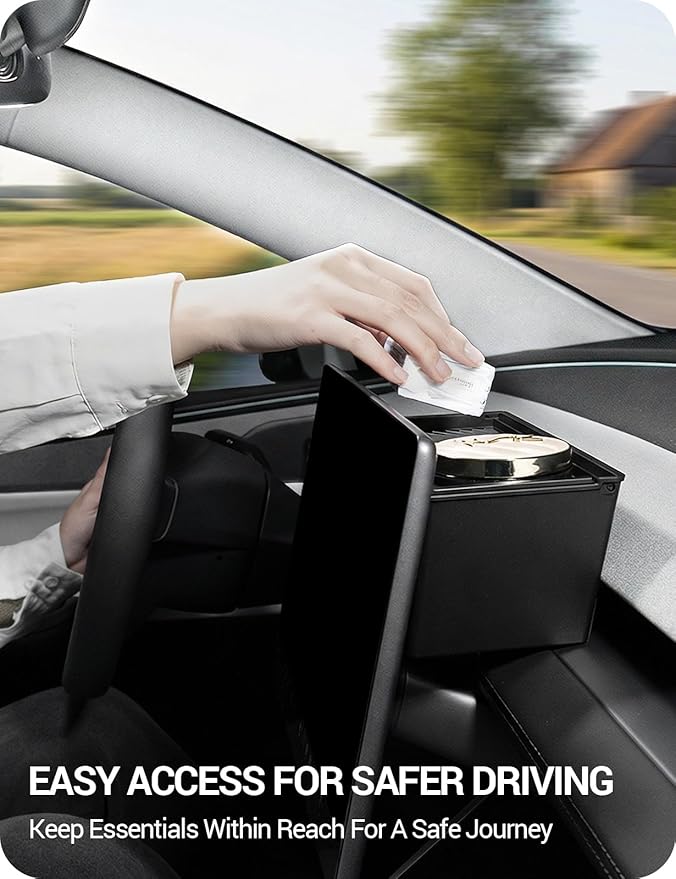BASENOR Behind Screen Storage for Tesla Model Y Juniper 2025-2026 Model 3 Highland 2024-2026, Hidden Sunglasses Holder Tray with Privacy Protection, Dashboard Center Console Organizer Accessories