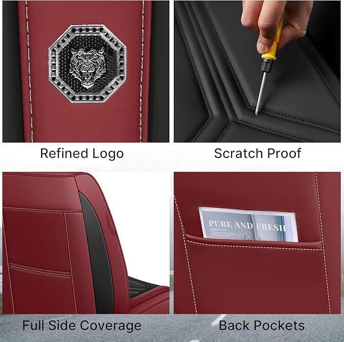 Car Seat Cover for Lexus RX 350 2007-2026,Leather Seat Cover for Car,Breathable Vehicle Cushions Cover Waterproof Protectors Seat Protector, (Full Set,Black&Red)