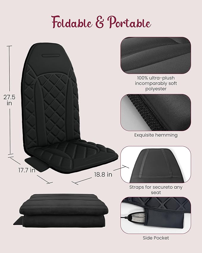 Vibraiton Back Massager for Chair, Massage Seat Cushion, Back Massage Pad with Heat,10 Vibration Motors,5 Vibration Modes,Chair Massager at Office/Home