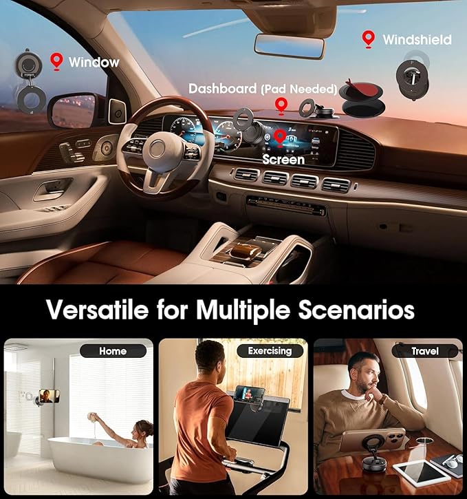 Magnetic Phone Holder for Car， Ultra Vacuum Suction Cup Phone Mount ，360° Adjustable Car Phone Holdefor Your Car Accessories for iPhone 17 15 14 13 12 Compatible with Android and All Smartphones