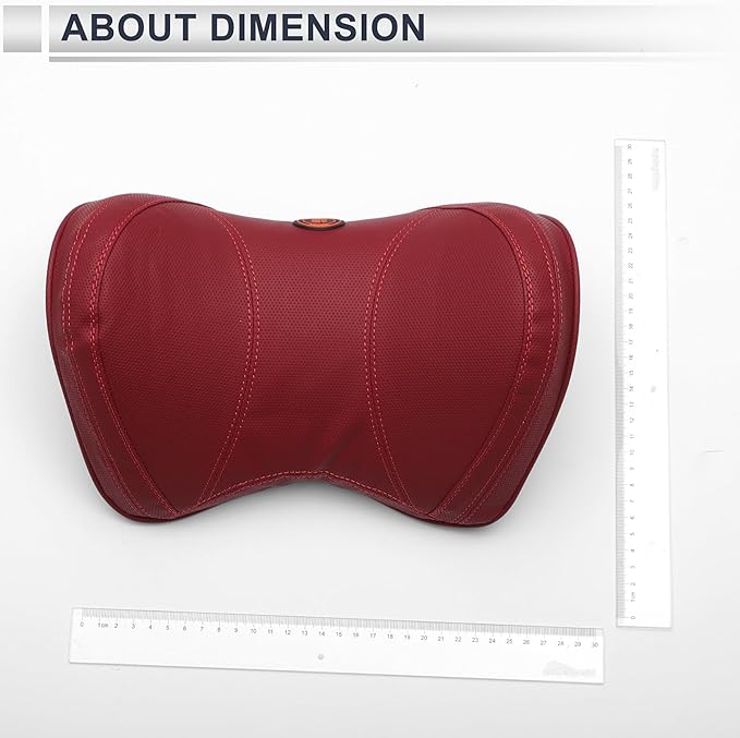 Car Headrest Pillow Ergonomic Comfortable Neck Support Pillow Nappa Leather and Memory Foam Adjustable Width Red 1 Pcs for Driving Travel