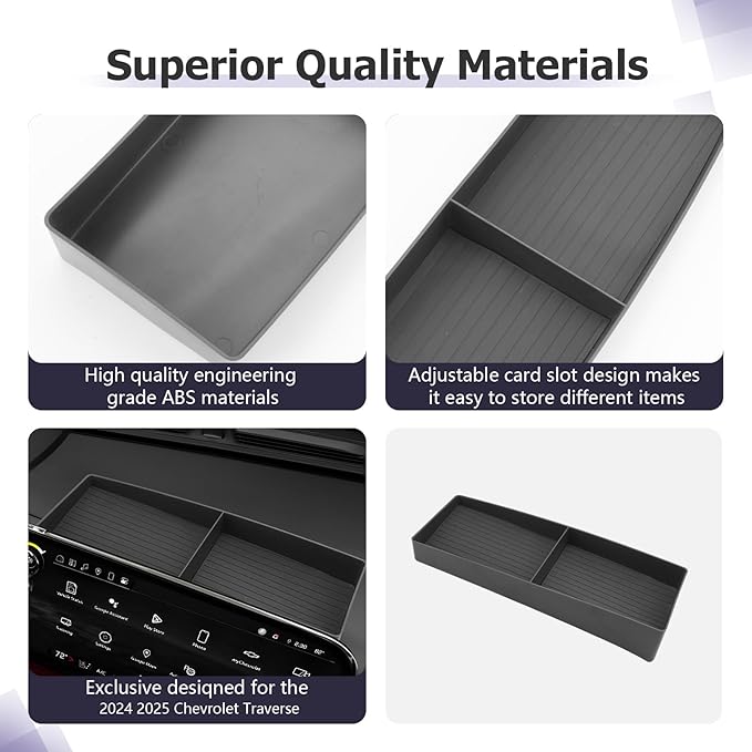 LUWU 2025 2026 Traverse Dashboard Storage Tray Compatible with 2024 2025 2026 Chevrolet Traverse Accessories Behind Screen Organizer 2025 2026 Traverse Accessories Center Console Display Box Dash Tray