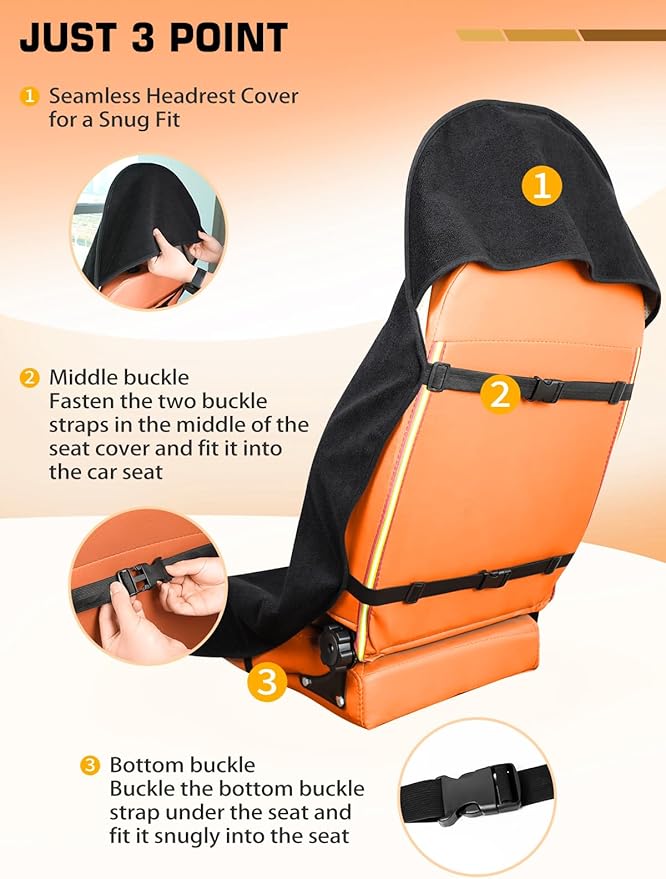 Universal Car Seat Cover Towel, Waterproof Washable Sweat Protection for Front Bucket Seats, Non-Slip Fit, Fits Cars SUVs Trucks, Ideal for Gym, Kids, Pets, Outdoor Sports, Travel (Black, 1 Pack)