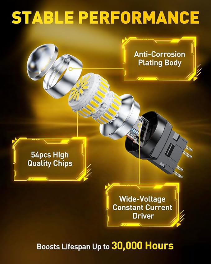 AUXITO 7440 7443 LED Bulbs for Reverse Lights, 6000K Bright White T20 7441 7444 LED Light for Exterior Backup Tail Brake DRL Turn Signal Parking Lights, Pack of 2