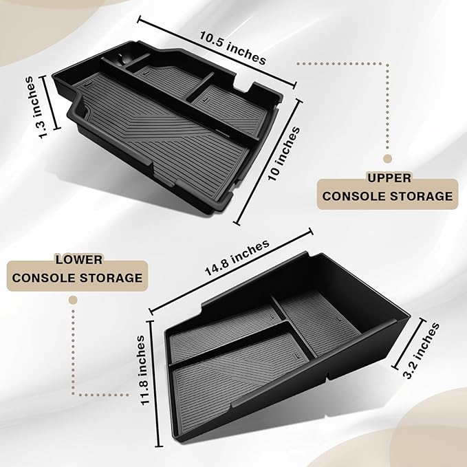 Muslogy Center Console Organizer Fits for 2014-2019 Chevy Silverado/GMC Sierra 1500 Accessories Underseat Storage Insert Box Console Armrest Divider(Jump Seat ONLY) - 2PCS, Upper & Lower