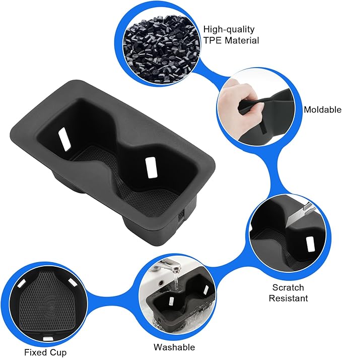 SXCY for 2023-2025 2026 Volkswagen ID.4 Accessories 2024 2025 2026 VW ID.4 Cup Holder Insert TPE Cup Holder Limiter Drink Holder Adapter Non-Slip Drink Stopper Stabilizer