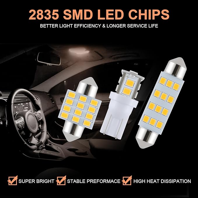 24 Pieces Dome Light LED Car Interior Bulb Kit Set 194 T10 DE3175 578 31mm 42mm Bulbs Interior Replacement Lights for Car Map License Plate Door Side Marker Cornering Trunk Light - Warm White