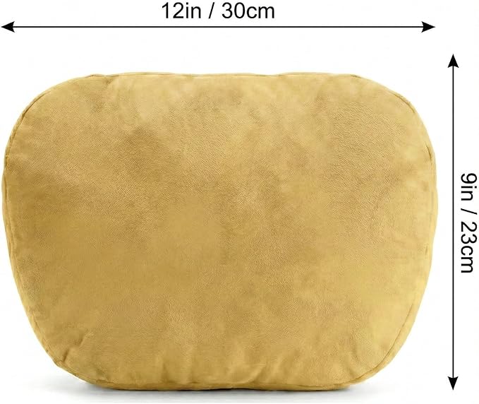 2PCS Car Pillow for Car Neck Pillow for Driving Seat Lumbar Support Soft Cushion with Extra Filling Accessories Back Support for Travel Nap and Trips Sleeping (Golden, Head)