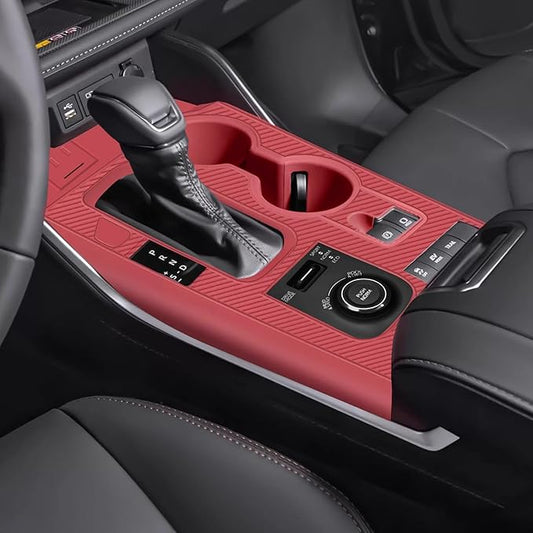 Temmis Center Console Silicone Organizer Wrap for Toyota Highlander 2026 (Gasoline Version), Full-Wrap Center Consel Electrostatic adsorption Cover for Toyota Highlander-Red