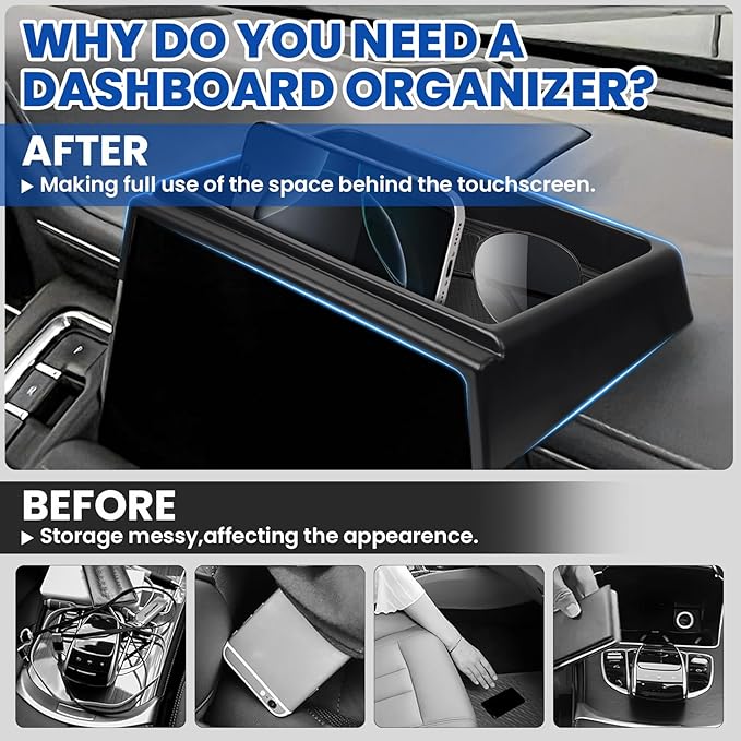 Autorder Center Console Dash Organizer for 2021-2024 GMC Yukon/Chevy Suburban/Tahoe Accessories Dashboard Insert Tray with Cellphone Holder Storage Box with Anti-Slip Mat (Not for Denali)