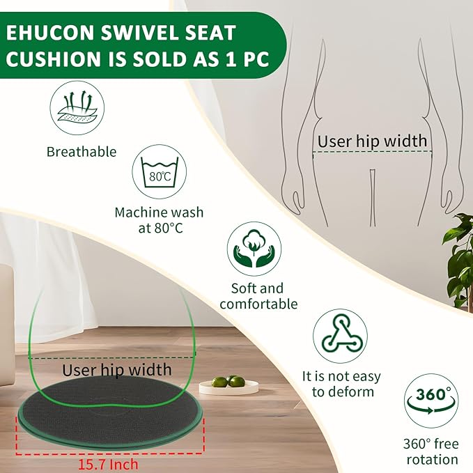 360 Degree Swivel Seat Cushion for Car or Chair,Rotating Seat Cushion Pivot Disc Pad for Elderly,Swivel Car Seat Chair Assist for Elderly to Turning Easily from Bed to Wheelchair