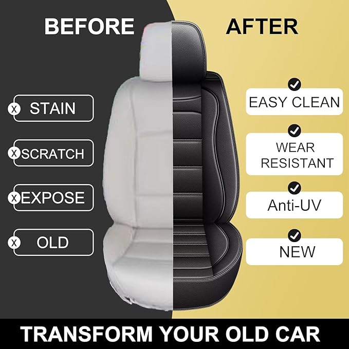 Car Seat Covers 2 Front Seat Fit for BMW 7-Series 2011-2025 2026: Auto Interior Accessories, Waterproof Faux Leather Vehical Car Seat Cushion Covers(Black)