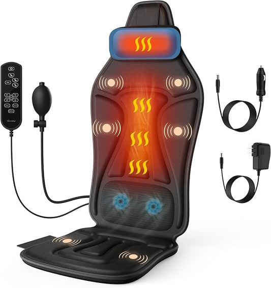 Back Massager with Heat for Pain Relief Deep Tissue, Portable Chair Massager Seat Cushion with Vibration Massage, Back Massage Chair Pad with Optional Cooling, Gifts for Dad Men Women Home Office Use
