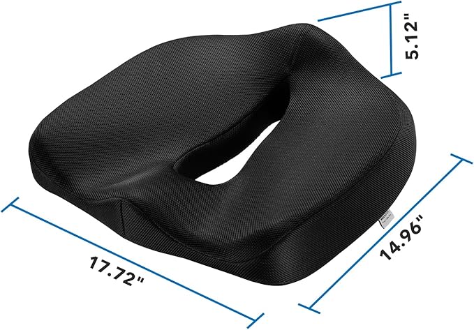 Mount-It! Office Seat Cushion, Premium Comfort Chair Lumbar Support, Memory Foam, Gel Filling, Ergonomic for Car, Desk, Back Hip Butt Tailbone Relief, Sciatica Cushions Washable Cover in Black