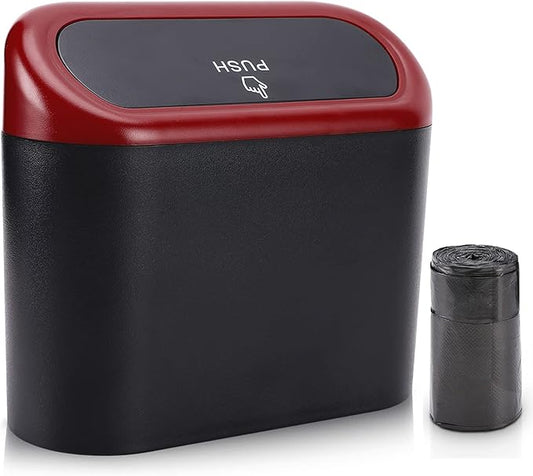 Accmor Car Trash Can with Lid, Mini Vehicle Dustbin Garbage Organizer Bin Holder, Portable Hanging Wastebasket Container for Auto, Home, Office (Red)