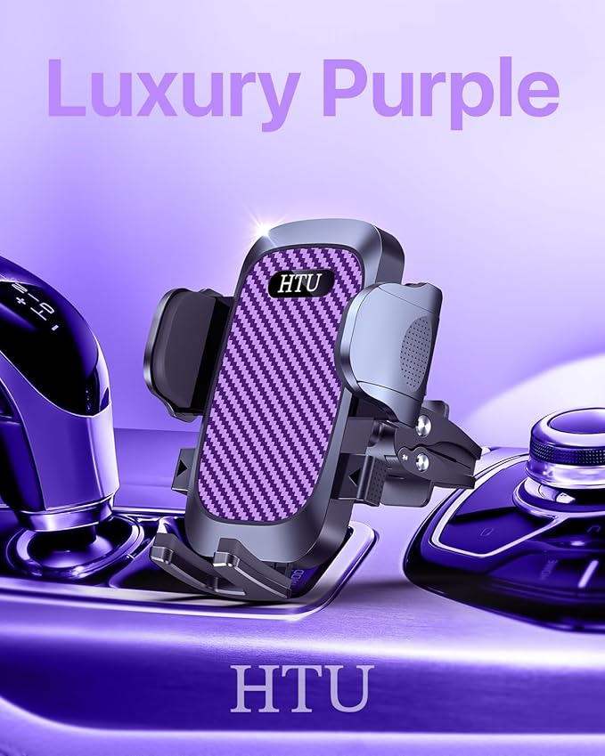 HTU 2026 Ultimate Best【True Military-Grade & Safety Cert】Car Phone Holder【Upgraded 360 Rotation & 100+LBS Strongest Suction】5-in-1 Truck Windshield Dashboard Vent Mount Stand for iPhone Android,Purple