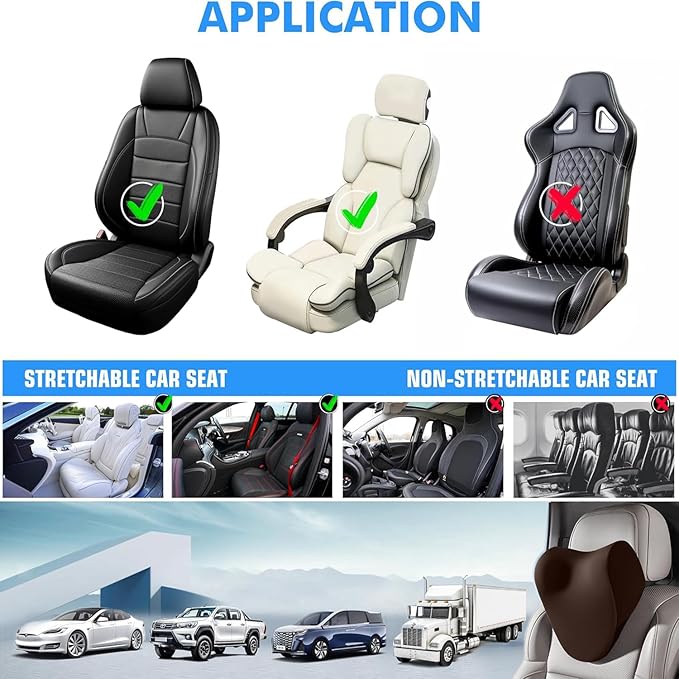 Neck Pillow for Car Neck Pillow for Driving, car headrest Pillow Head and Neck Rest Pillow for car headrest, Brown Neck Support Pillow for car Driving seat of Accessories with Memory Foam