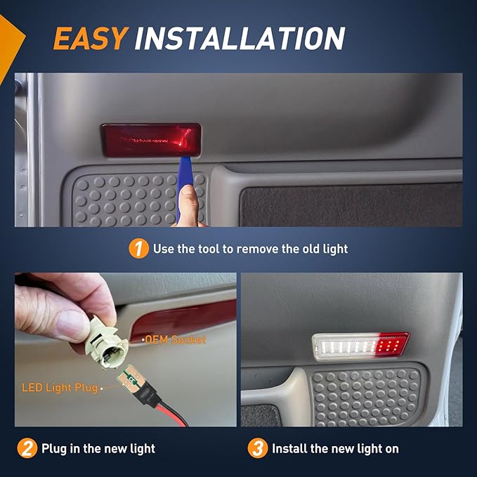 Nilight 2PCS LED Interior Door Panel Light Courtesy Warning Lights White Red Plug and Play Compatible with Ford F250 F350 F450 F550 Super Duty 1999-2007 Excursion 2000-2005