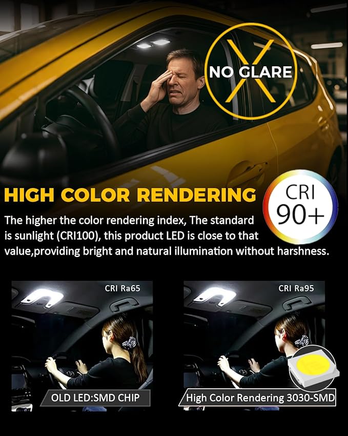 BMT xms Car Interior LED Light Replacement for Toyota Sequoia 2001-2007,6000K Super Bright Interior Light Bulbs Package, 18pcs