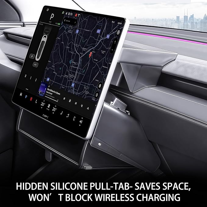 New Upgrade Under Screen Storage Organizer for Tesla Model Y Juniper 2025-2026 & Model 3 Highland 2024-2025, Hidden Console Tray, Black