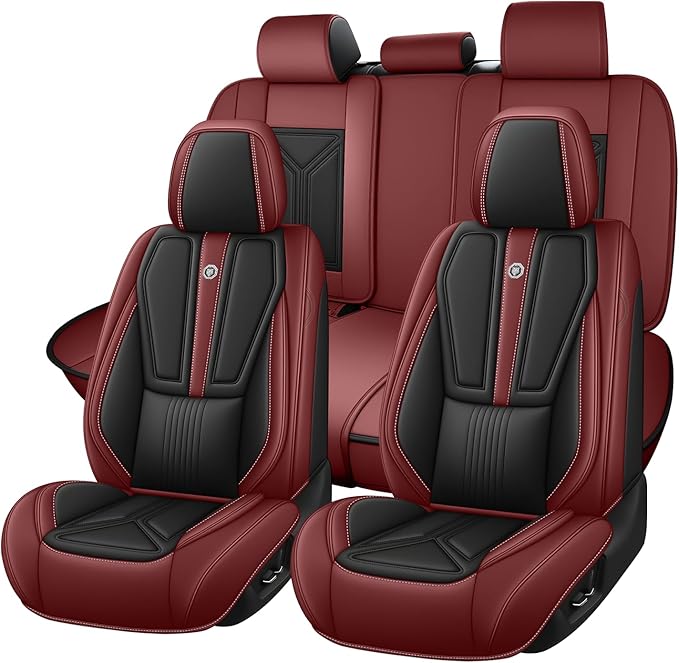 Car Seat Cover for Lexus RX 350 2007-2026,Leather Seat Cover for Car,Breathable Vehicle Cushions Cover Waterproof Protectors Seat Protector, (Full Set,Black&Red)