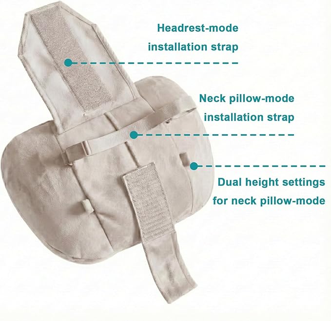 2PCS Car Pillow for Car Neck Pillow for Driving Seat Lumbar Support Soft Cushion with Extra Filling Accessories Back Support for Travel Nap and Trips Sleeping(Beige, Head and Lumbar)