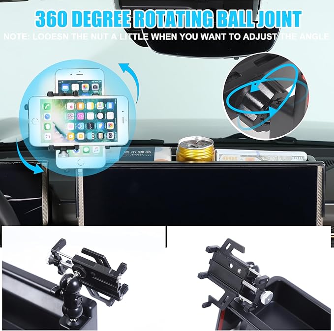 for Hummer EV Accessories Car Center Console Dashboard Storage Tray Phone Holder Mount,360 Degree Rotatable Phone Holder Stand Dash Box Organizer for Hummer EV SUV Pickup 2022-2024 2025 2026 (Style C)