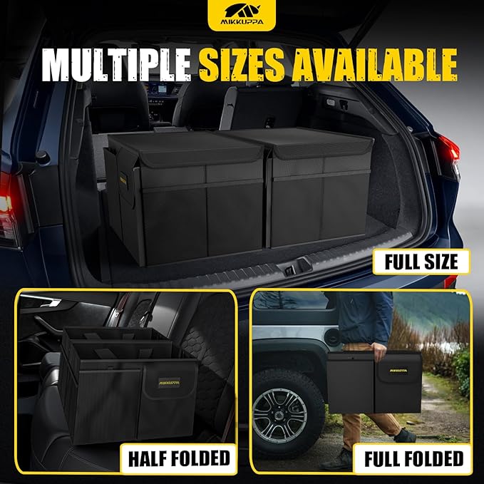 MIKKUPPA Car Trunk Organizer - 35L Collapsible Trunk Organizer with Lid, Sturdy Car Storage for SUV Auto Truck Van (Black, 2Pack)