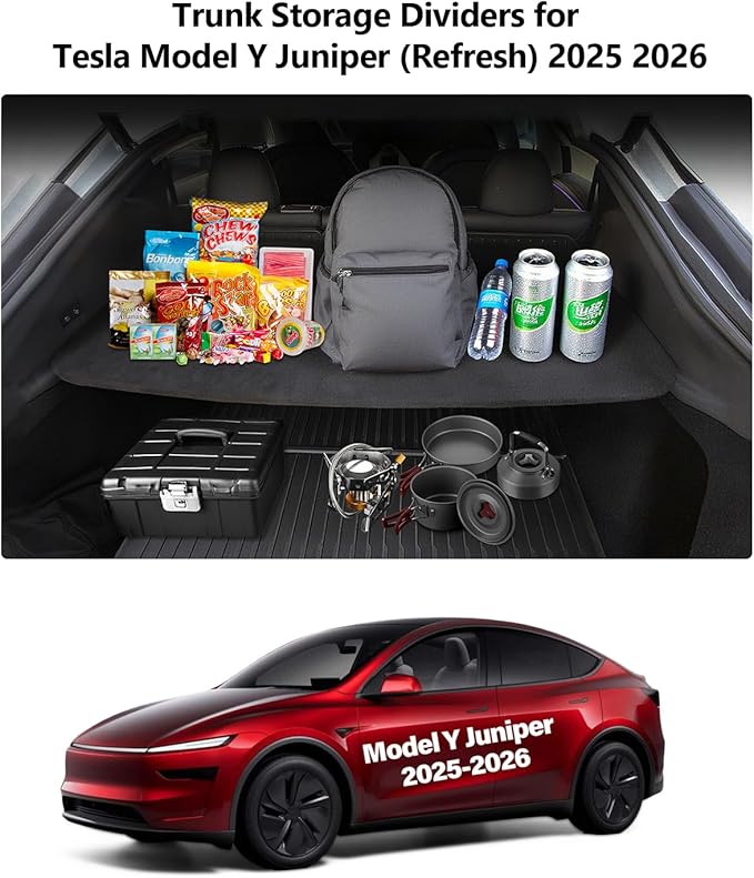 for Tesla Trunk Cargo Cover Model Y Juniper 2025 2026 Trunk Storage Board Model Y Accessories Storage Dividers Layered Partition Board Shield Shade Anti-Spy Luggage Privacy