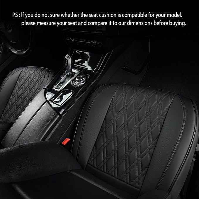 Black Leather Seat Covers for Cars, 2PCS Seat Cover Front Bottom Seat Cushion Cover, Universal for Most Vehicles, Automotive Interior Seat Protector, Car Seat Cover for Men and Women