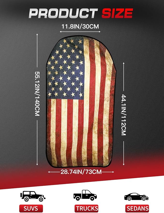 Universal Car Seat Cover Towel, Waterproof Washable Sweat Protection for Front Bucket Seats, Non-Slip Fit, Fits Cars SUVs Trucks, Ideal for Gym, Kids, Travel (American Flag, 2 Pack)