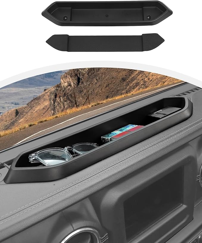 Hoolcar for Jeep Center Console Dashboard Storage Tray Compatible with Jeep Wrangler JL JLU 2/4 Doors 2018-2024 Interior Accessories Dash Organizer Tray for Key Sunglasses Phone
