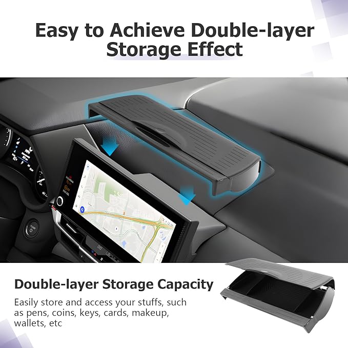 LUWU [New 2026 Sienna Accessories Dashboard Storage Tray Compatible with 2025 2026 Toyota Sienna Accessories Behind Screen Organizer Display Box Dash Tray w/Lid (ONLY for 12.3-INCH Screen)