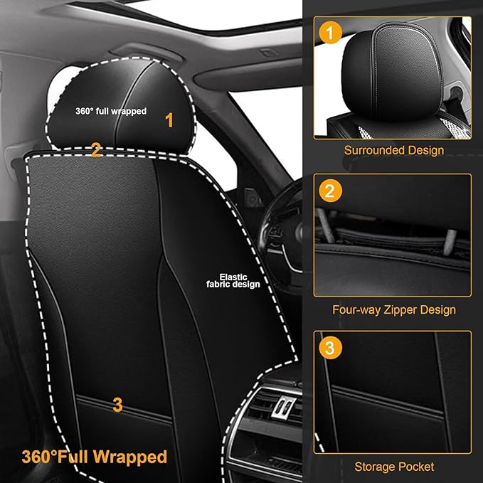 Bling Car Seat Covers Fit for Subaru Legacy 1995-2025 2026: Full Set Waterproof Faux Leather Driver Seat Cover,Comfortable Automotive Seat Cushion All Seasons Seat Protector(5 Seats,Black&Diamond)