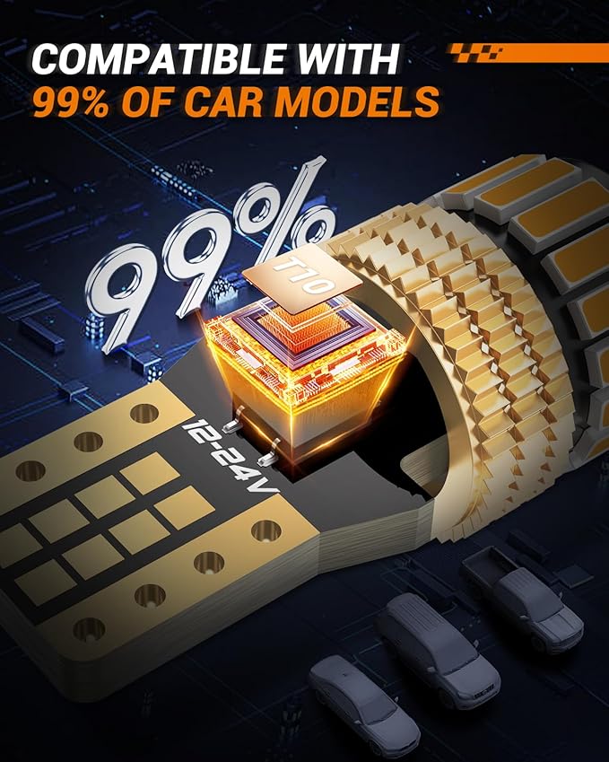 SEALIGHT 194 LED Bulb 2000K Amber 168 T10 2825 W5W 600% Brightness Wedge Interior Car Bulbs Replacement for License Plate Lights Dome Map Door Courtesy Trunk Parking, 2 PCS