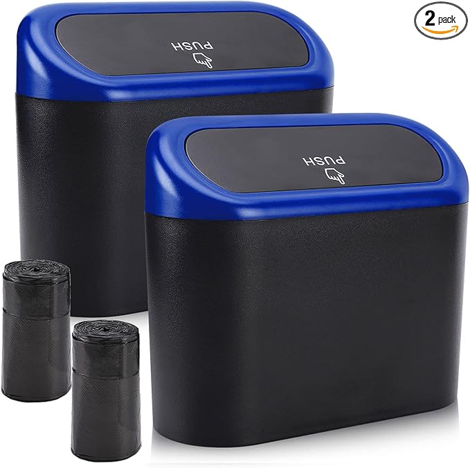 Accmor Car Trash Can with Lid, Waterproof Vehicle Trash Bin Car Dustbin Garbage Organizer Storage, 2 Pack Mini Garbage Bin Trash Container for Auto Cars, Home, Office