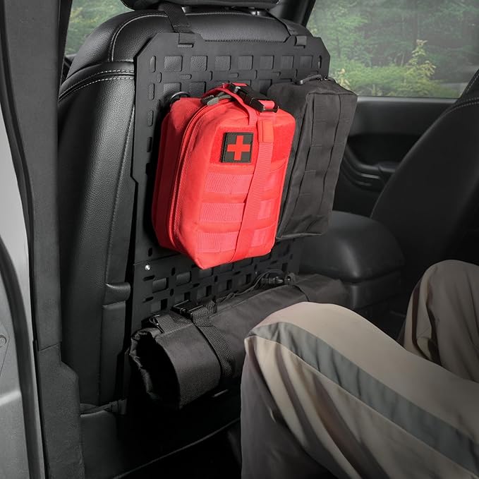 Car Organizer Back Seat – Tactical Seat Back MOLLE Panel with MOLLE Pouches, Universal Car Modular Storage Organizer for Vehicle