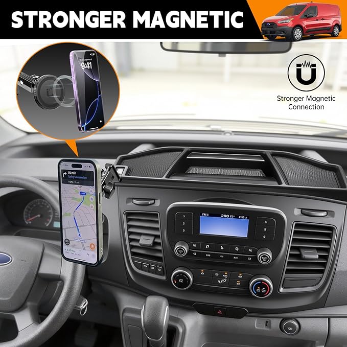 Dashboard Phone Holder Compatible with 2020-2026 Ford Transit 150 250 350 Center Console Organizer Dashboard Phone Multi-Mount Kit Dash Tray for 2025 Transit Accessories(Transit 2020-2026)